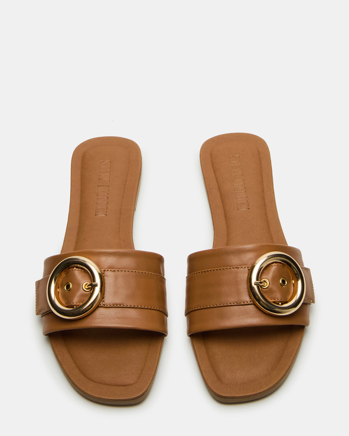 REEF Tan Leather Square-Toe Slide Women's Sandal