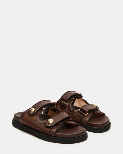 ATHENS Brown Mesh Slide Footbed Flatform Women's Sandal