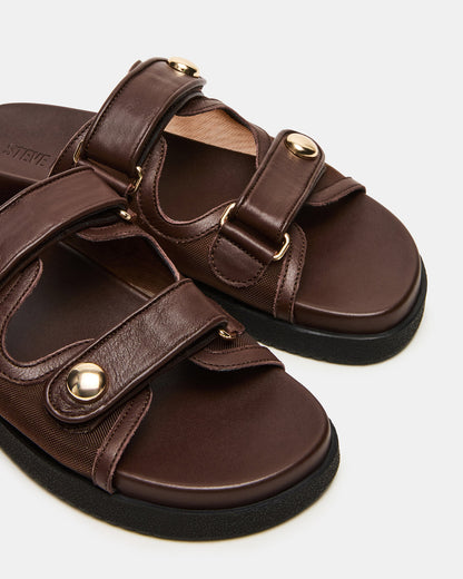 ATHENS Brown Mesh Slide Footbed Flatform Women's Sandal