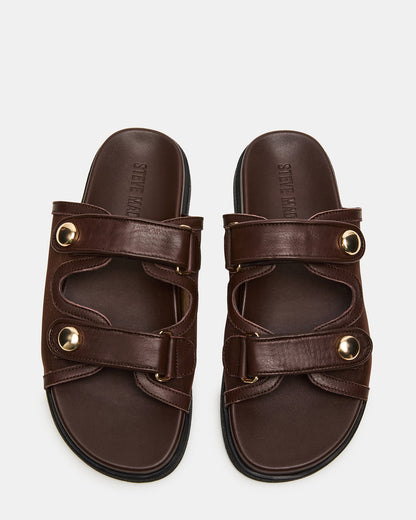 ATHENS Brown Mesh Slide Footbed Flatform Women's Sandal
