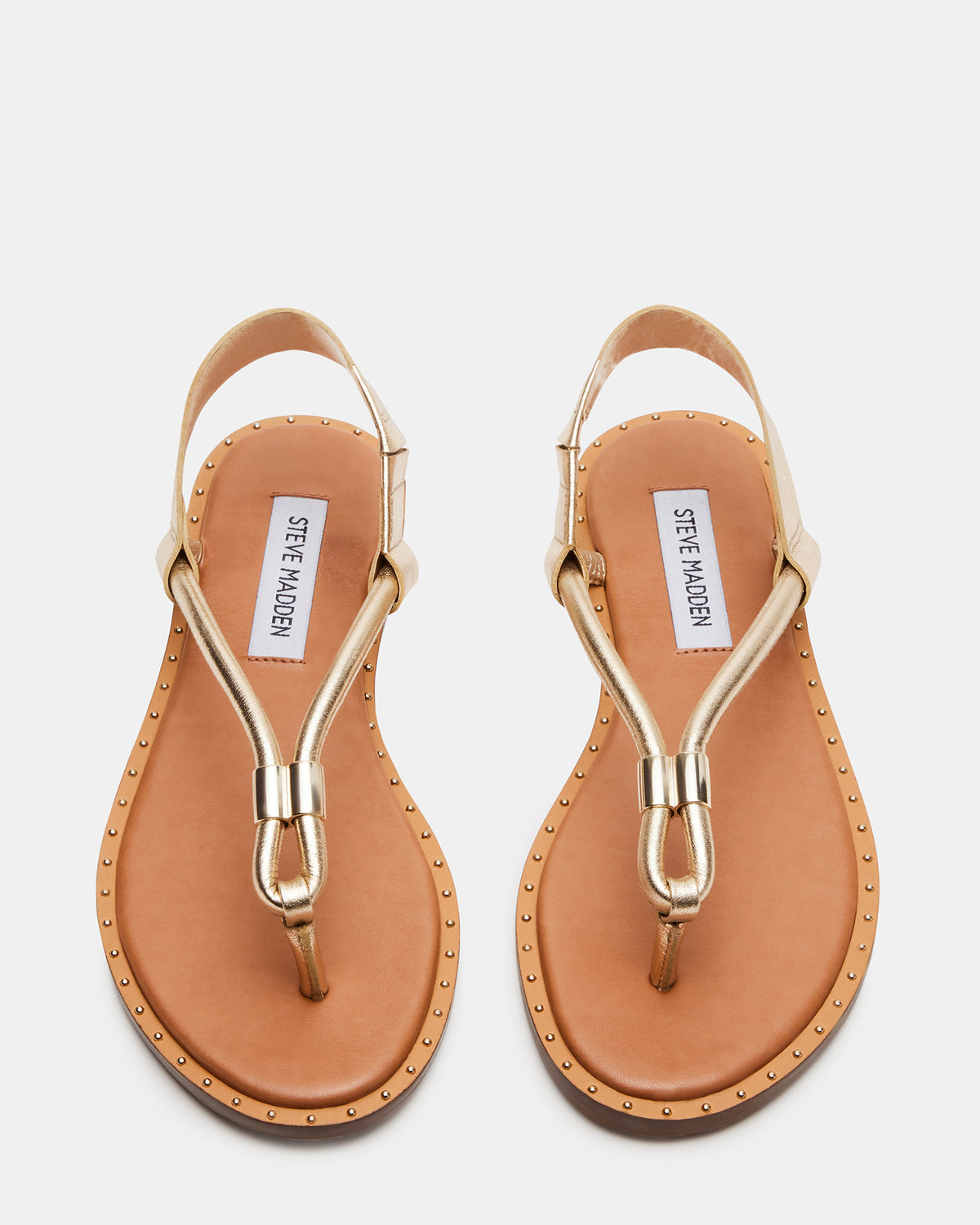 MEDUZA Gold Leather Women's Studded Thong Sandal