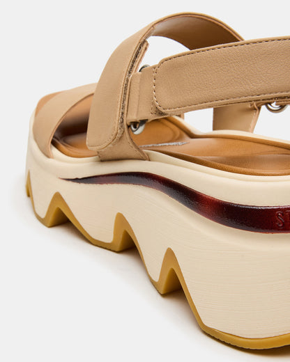 LOCHAN Natural Platform Flatform Strappy Women's Sandal