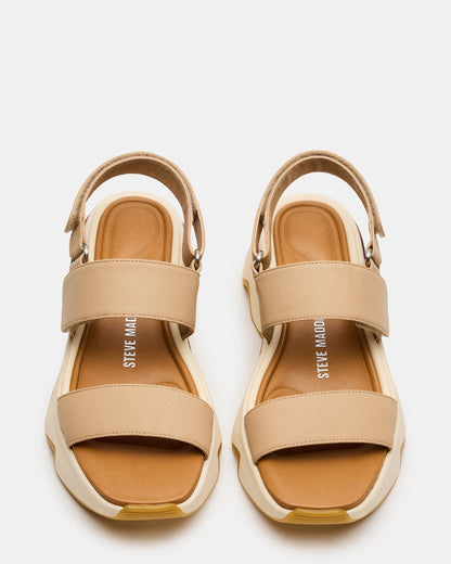 LOCHAN Natural Platform Flatform Strappy Women's Sandal