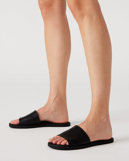 KAYA Black Leather Slide Sandal | Women's Sandals