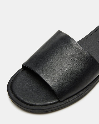 KAYA Black Leather Slide Sandal | Women's Sandals