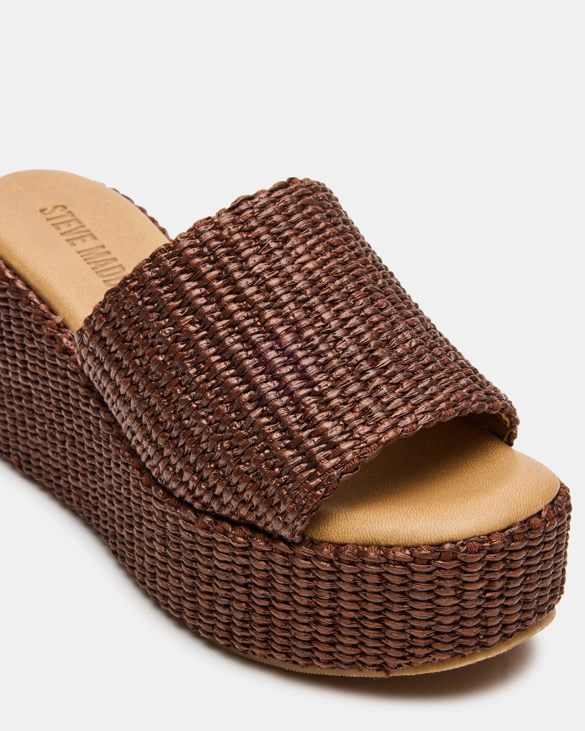 JETTY Brown Raffia Platform Wedge Women's Sandal
