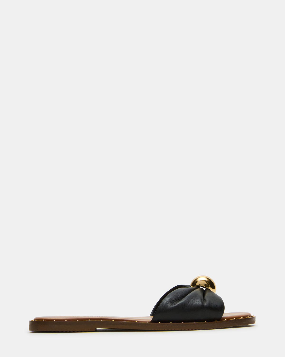 DIPSY Black Leather Slide Rounded Toe Women's Sandal