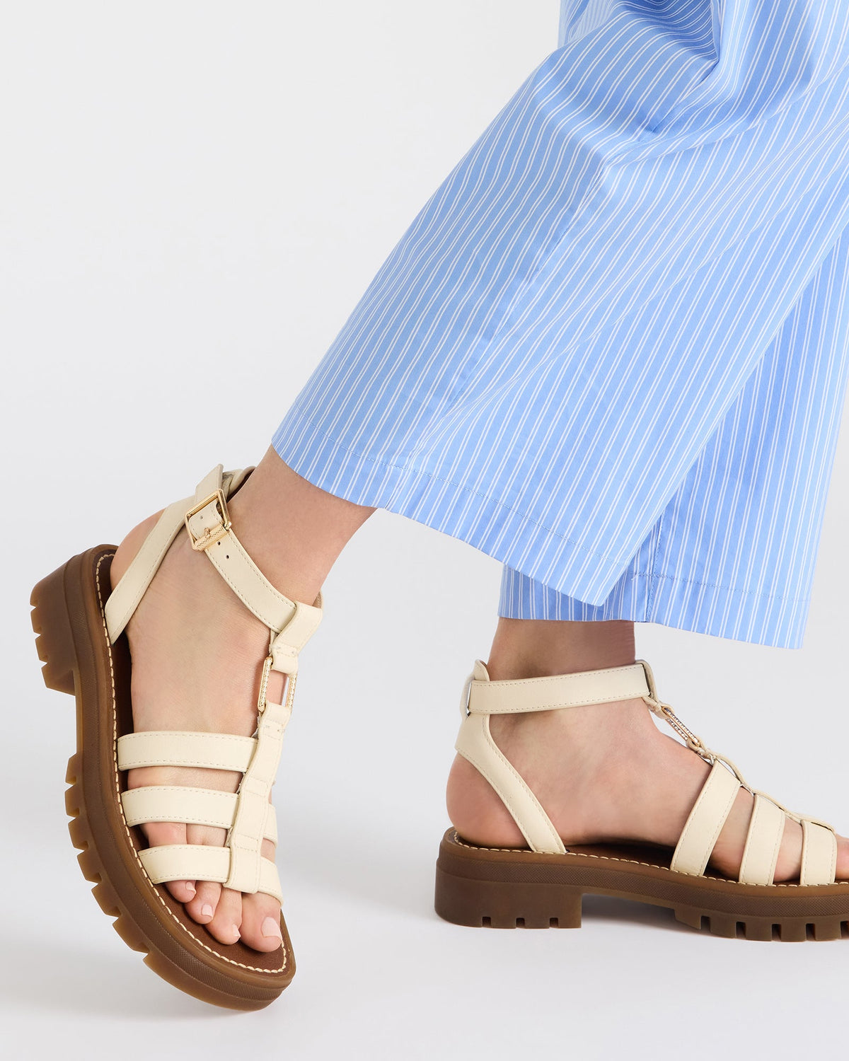 JARELLI Bone Leather Strappy Platform Women's Sandal
