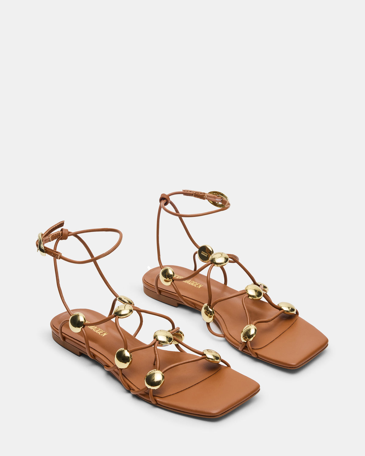 TIDES Cognac Strappy Square-Toe Women's Sandal