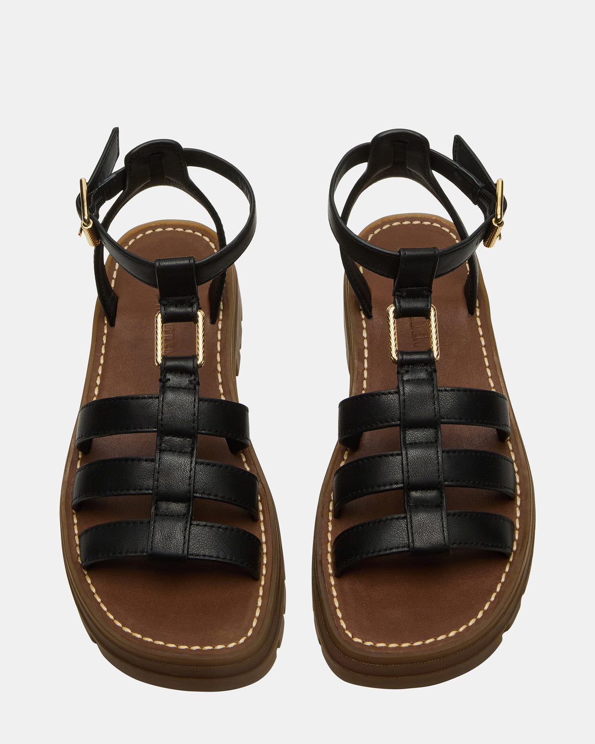 JARELLI Black Leather Strappy Platform Women's Sandal