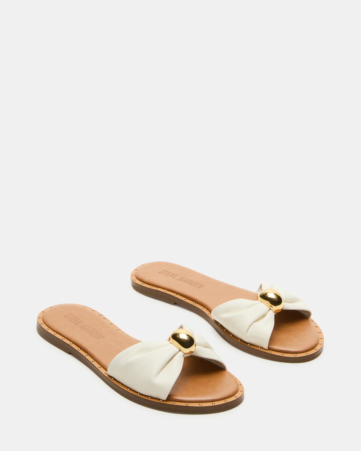 DIPSY White Leather Slide Rounded Toe Women's Sandal