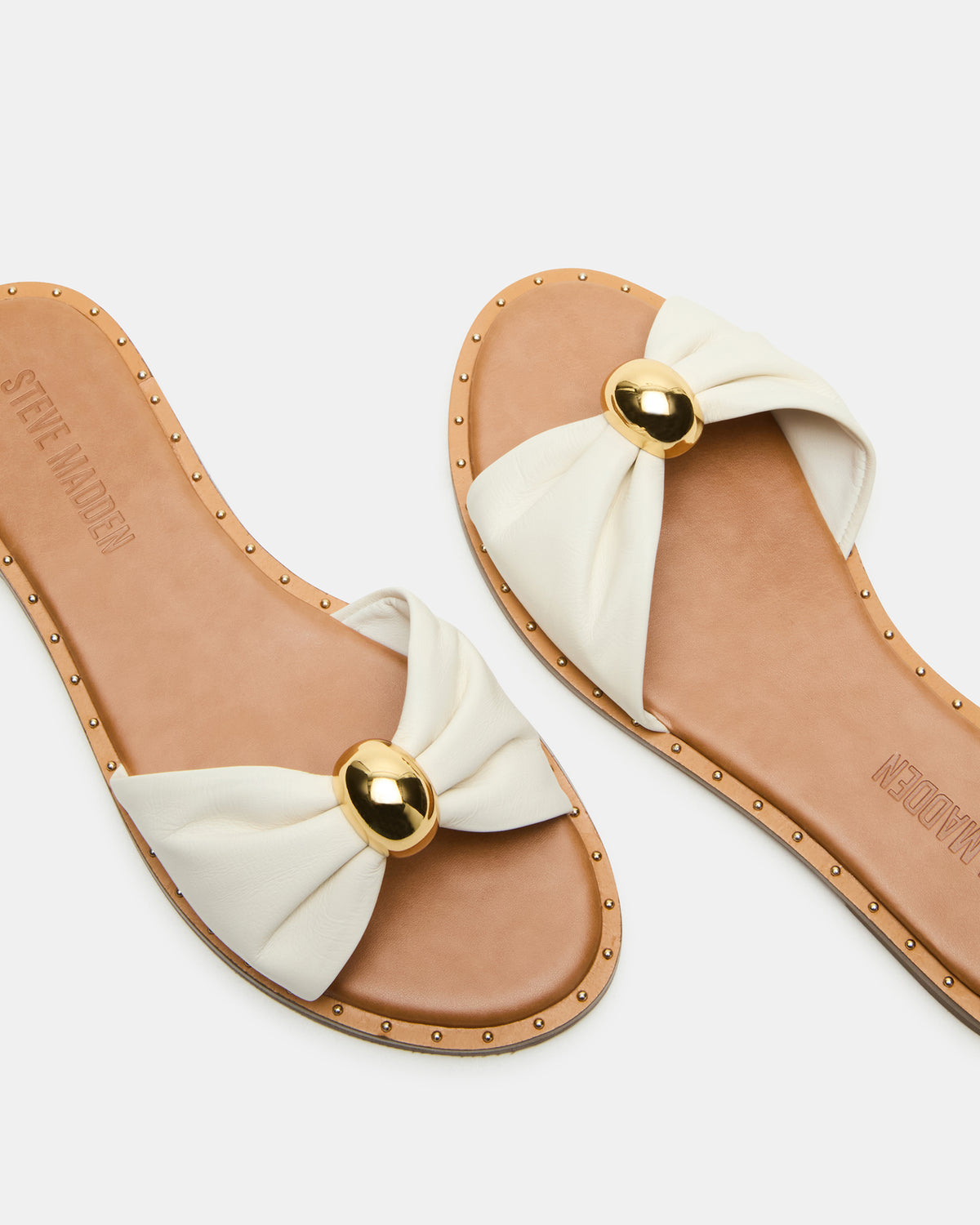 DIPSY White Leather Slide Rounded Toe Women's Sandal