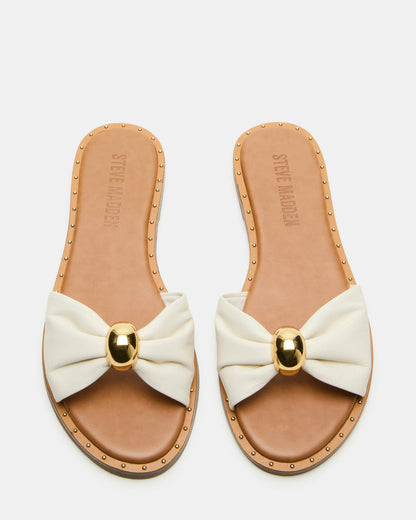 DIPSY White Leather Slide Rounded Toe Women's Sandal