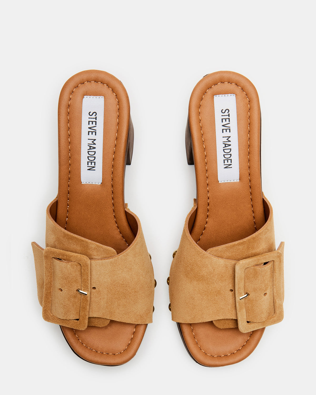 MARLENA Sand Suede Women's Wood Bottom Mule Platform Heel