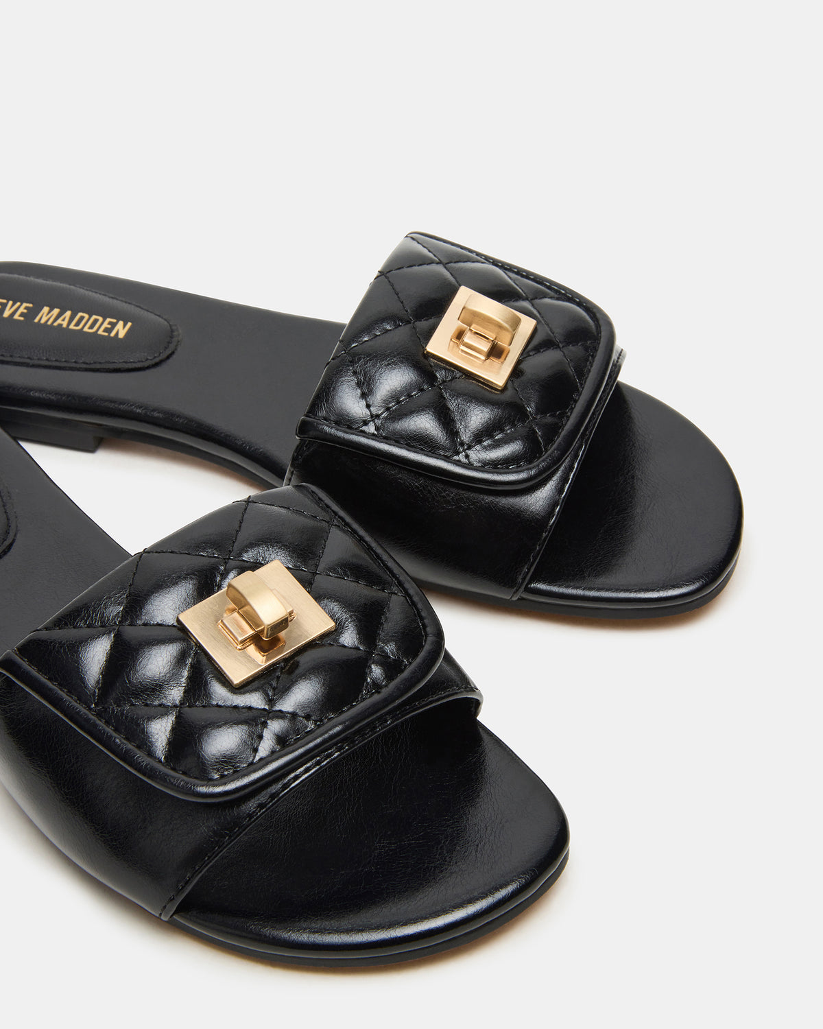 MORELAND Black Quilted Slide Women's Sandal