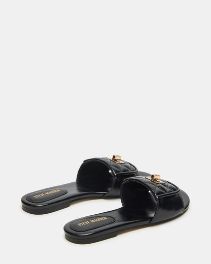 MORELAND Black Quilted Slide Women's Sandal