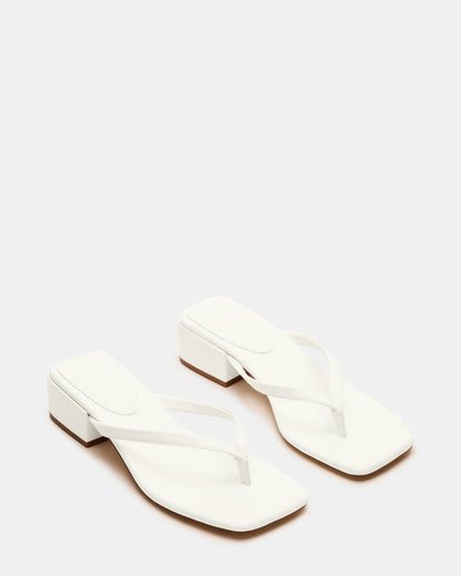 CARIBBEAN White Square-Toe Mule Thong Women's Sandal