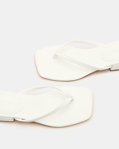 CARIBBEAN White Square-Toe Mule Thong Women's Sandal