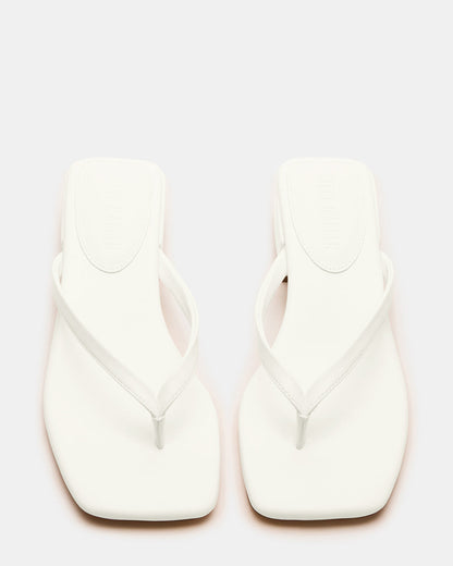 CARIBBEAN White Square-Toe Mule Thong Women's Sandal