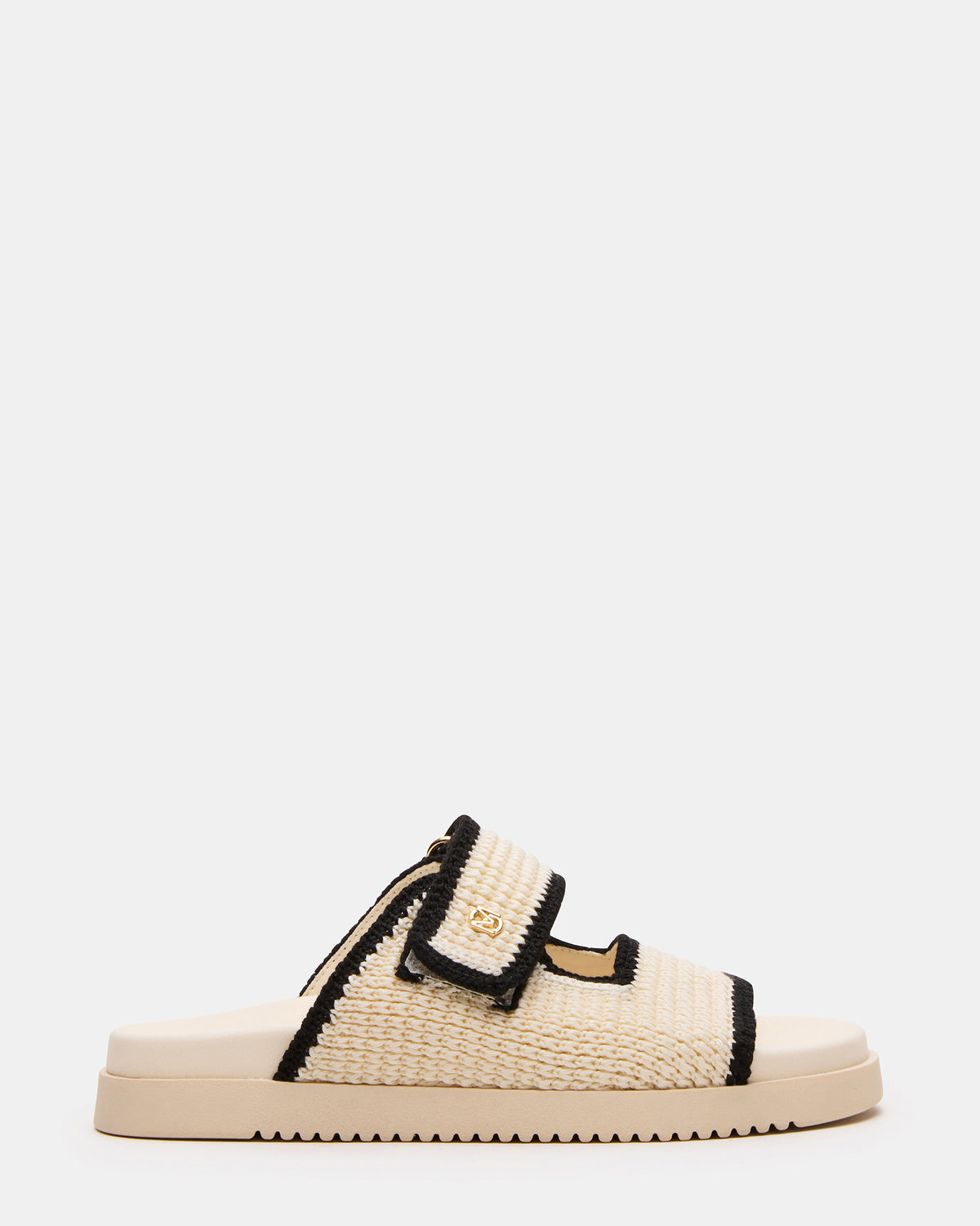 MAYSIE Cream Multi Woven Flatform Footbed Slide Women's Sandal