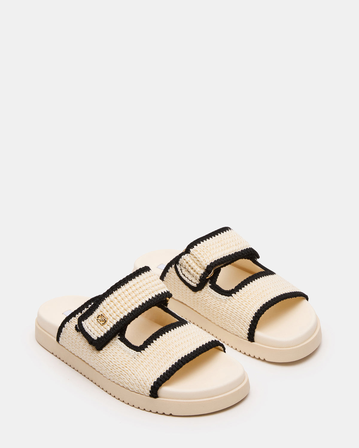 MAYSIE Cream Multi Woven Flatform Footbed Slide Women's Sandal