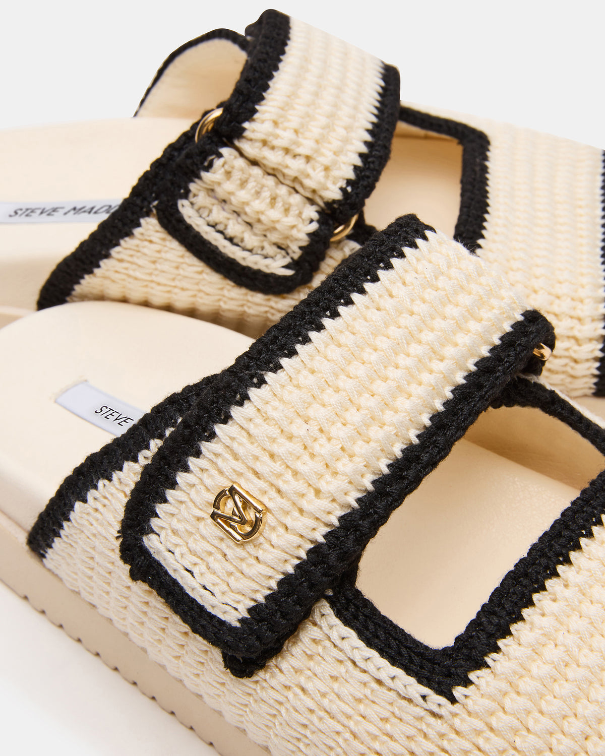 MAYSIE Cream Multi Woven Flatform Footbed Slide Women's Sandal