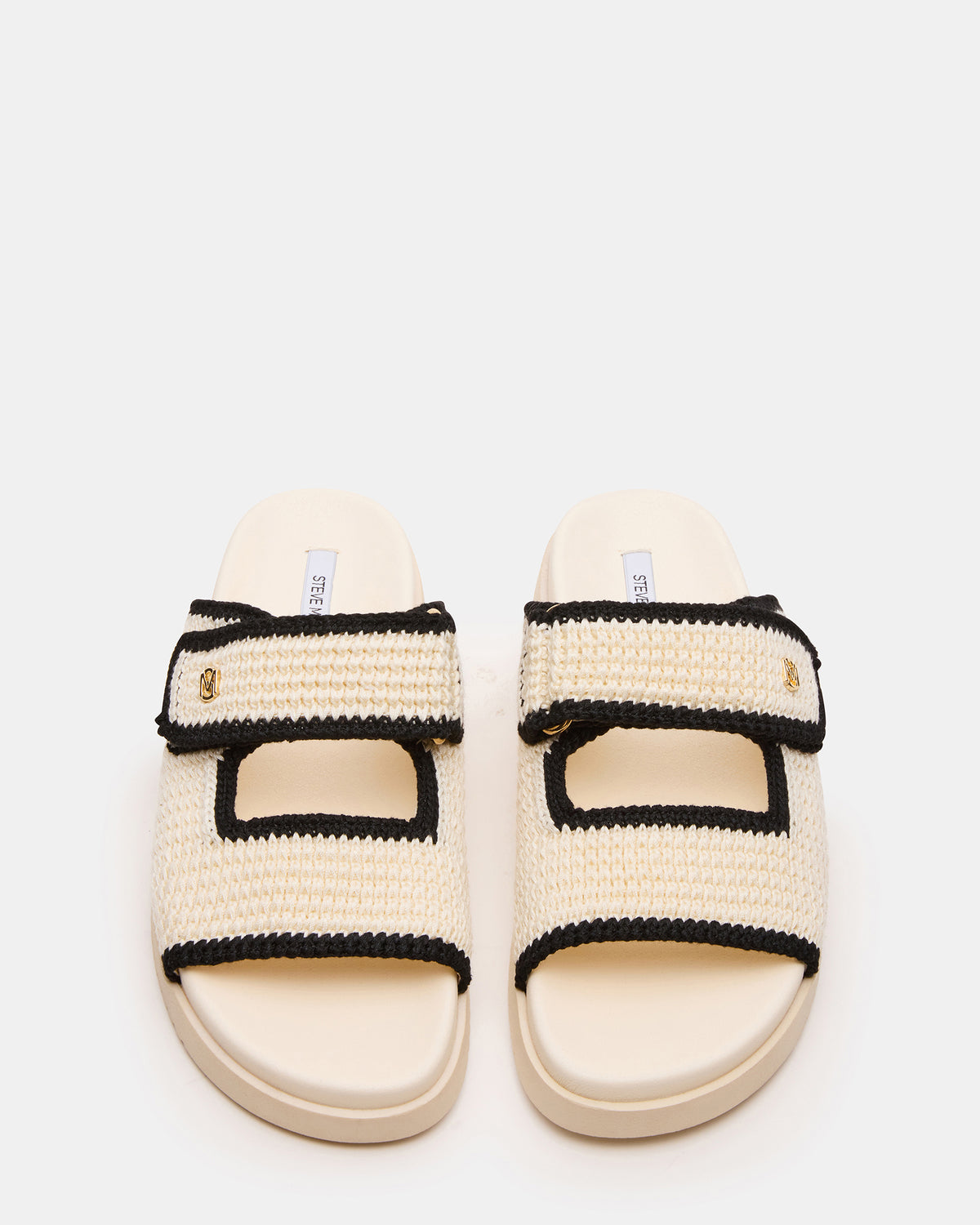 MAYSIE Cream Multi Woven Flatform Footbed Slide Women's Sandal
