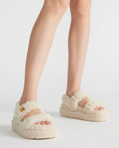 BIGMONA Fur Natural Women's Platform Sandal