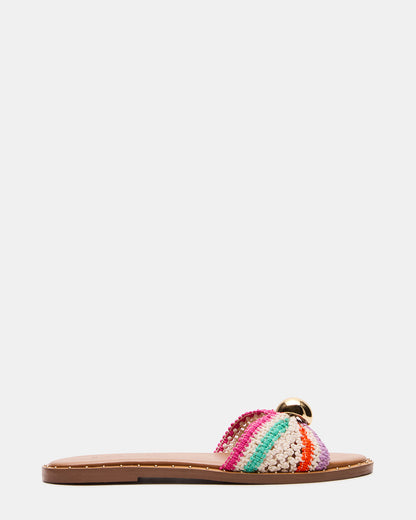DIPSY Multi Raffia Slide Rounded Toe Women's Sandal