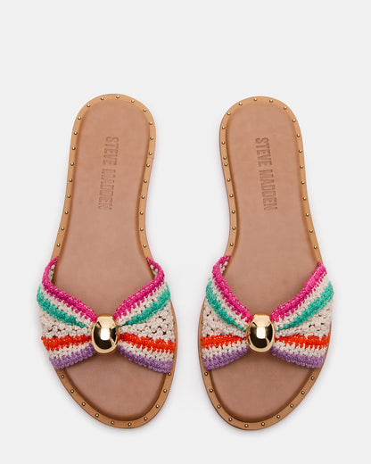 DIPSY Multi Raffia Slide Rounded Toe Women's Sandal