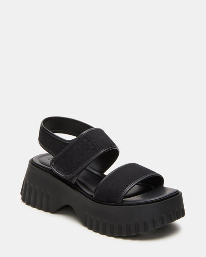 GROVER Black/Black Women's Square-Toe Platform Sandal
