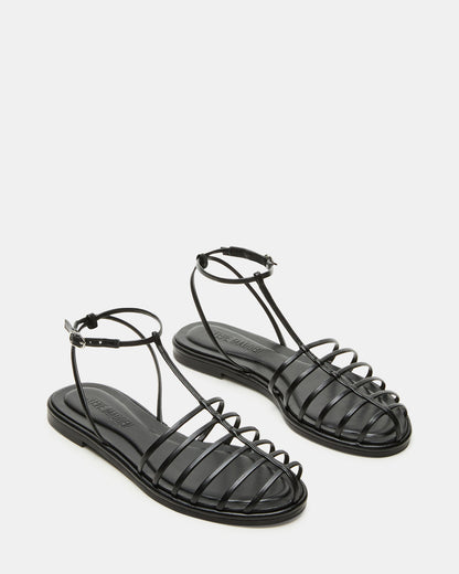MARIN Black Flat Strappy Fisherman Women's Sandal