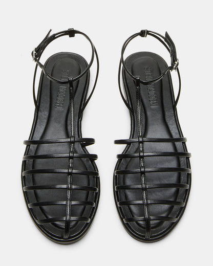 MARIN Black Flat Strappy Fisherman Women's Sandal