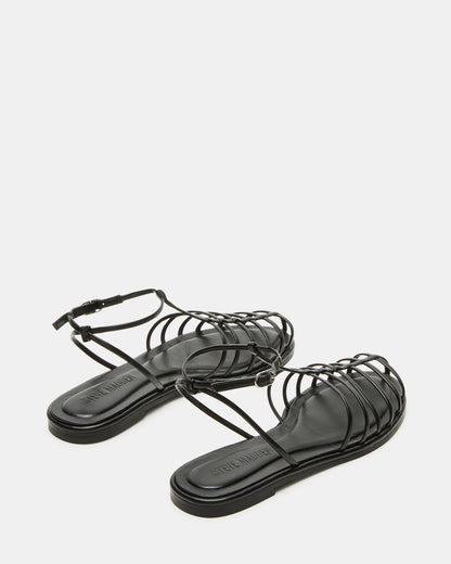MARIN Black Flat Strappy Fisherman Women's Sandal