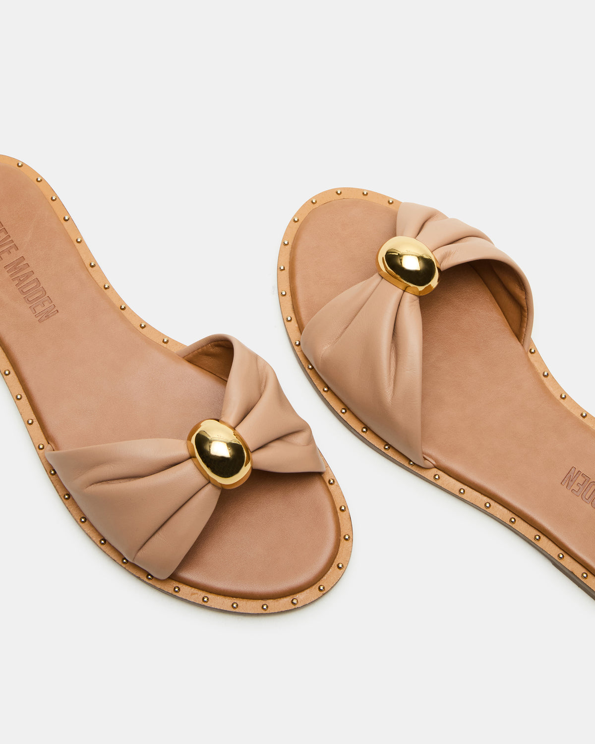 DIPSY Tan Leather Slide Rounded Toe Women's Sandal