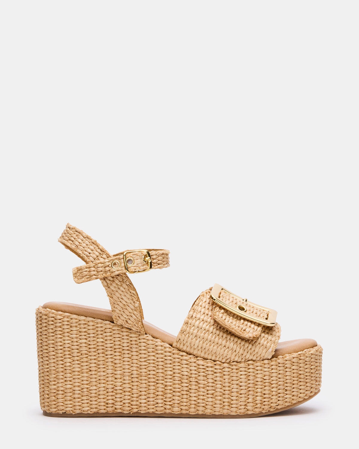 CIDER Natural Raffia Platform Wedge Women's Sandal