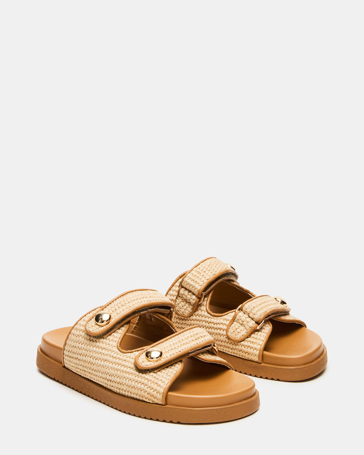 ATHENS Natural Raffia Slide Footbed Flatform Women's Sandal