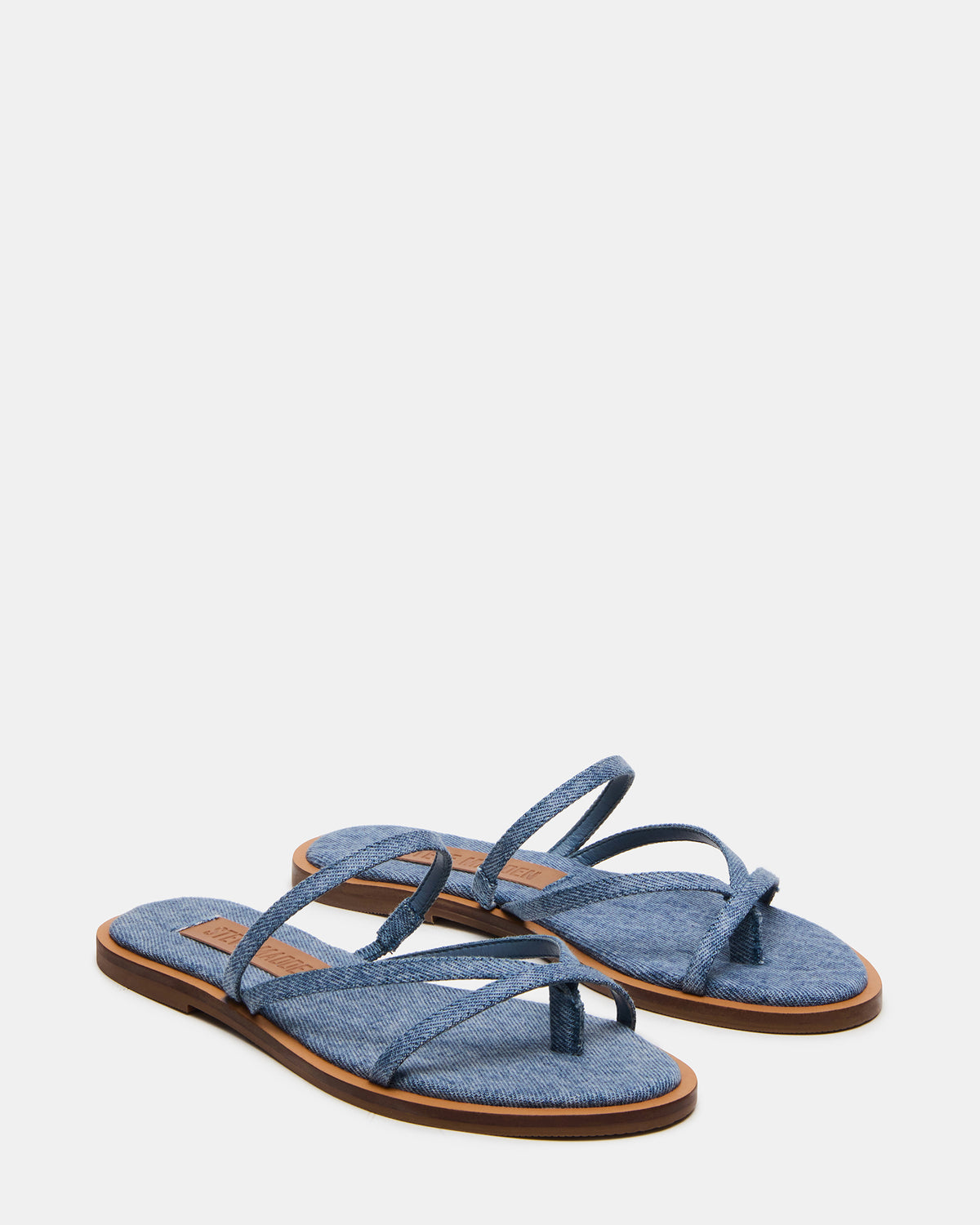 ELLERY Denim Fabric Strappy Thong Slide Women's Sandal