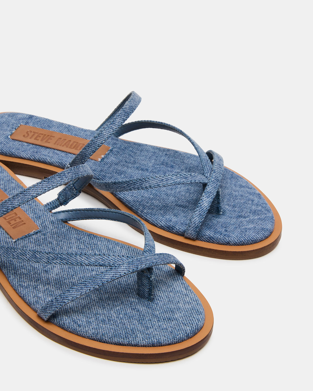 ELLERY Denim Fabric Strappy Thong Slide Women's Sandal