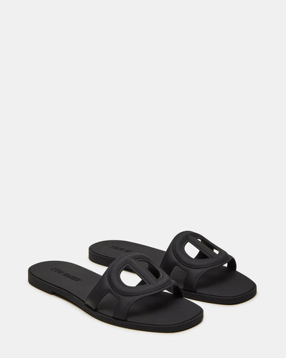 JELLIE Black Women's Square Toe Slide Sandal