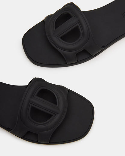JELLIE Black Women's Square Toe Slide Sandal