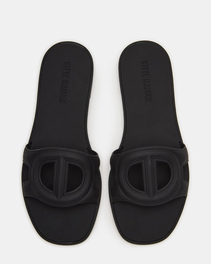 JELLIE Black Women's Square Toe Slide Sandal