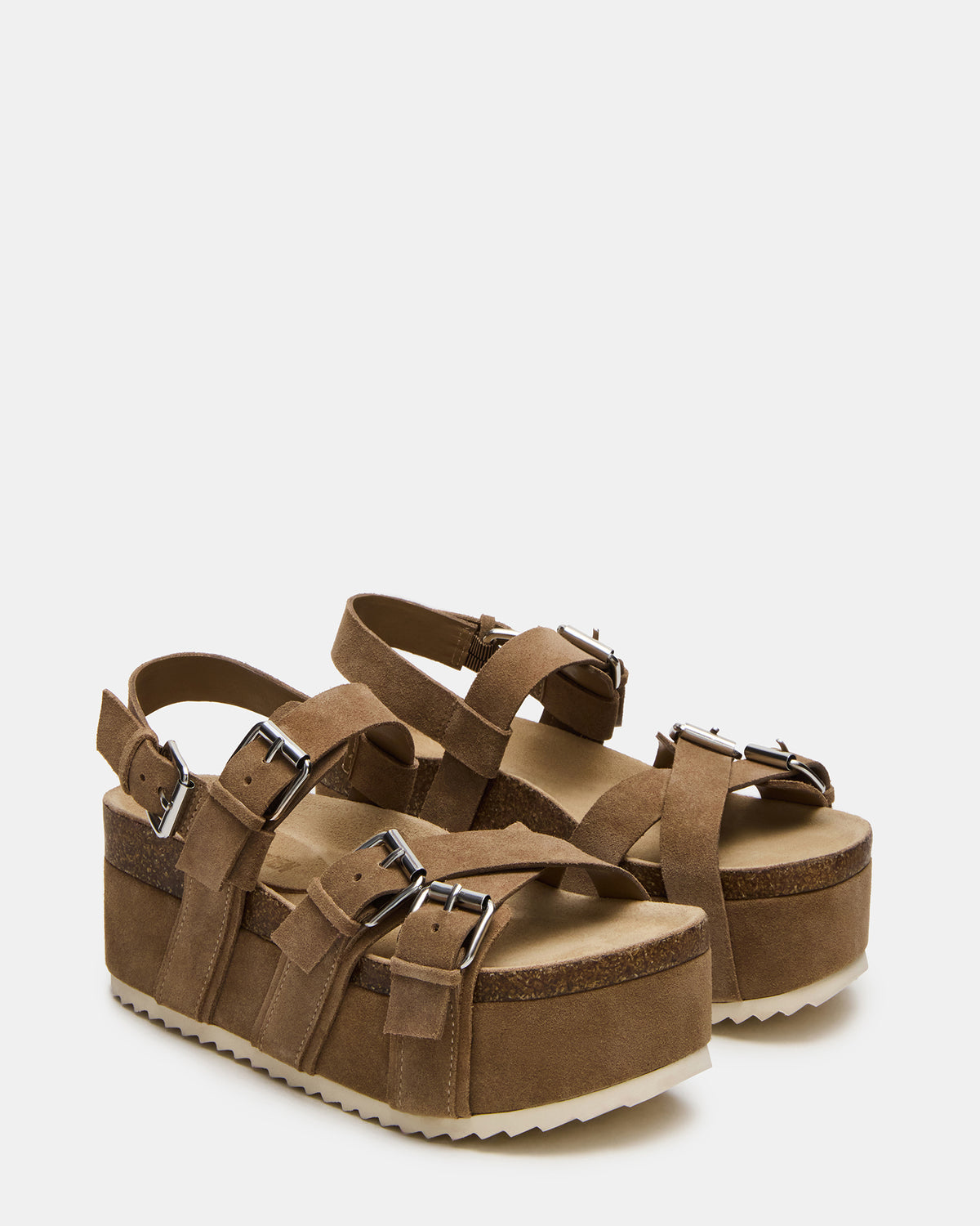 KIWI Taupe Suede Women's Strappy Platform Sandal