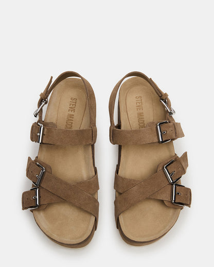 KIWI Taupe Suede Women's Strappy Platform Sandal