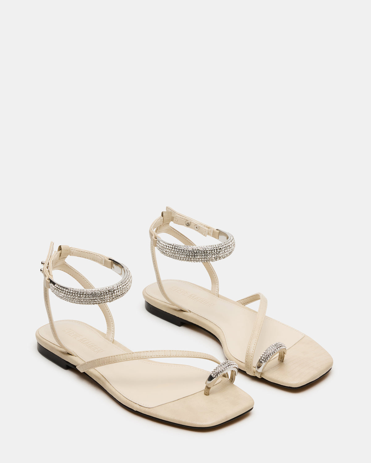 ODYSSEY-R Bone Crocodile Strappy Square-Toe Women Sandal