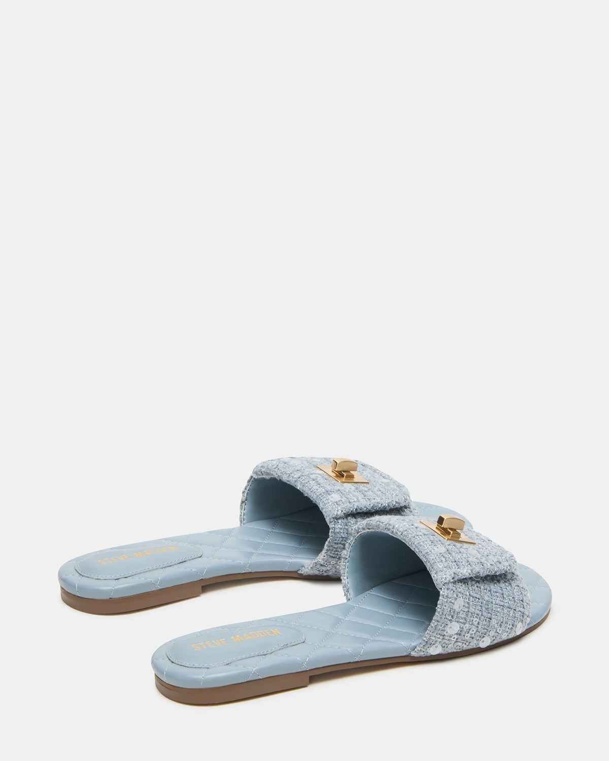 MORELAND Sequin Blue Quilted Slide Women's Sandal