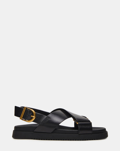 DONELLI Black Leather Strappy Footbed Women's Sandal