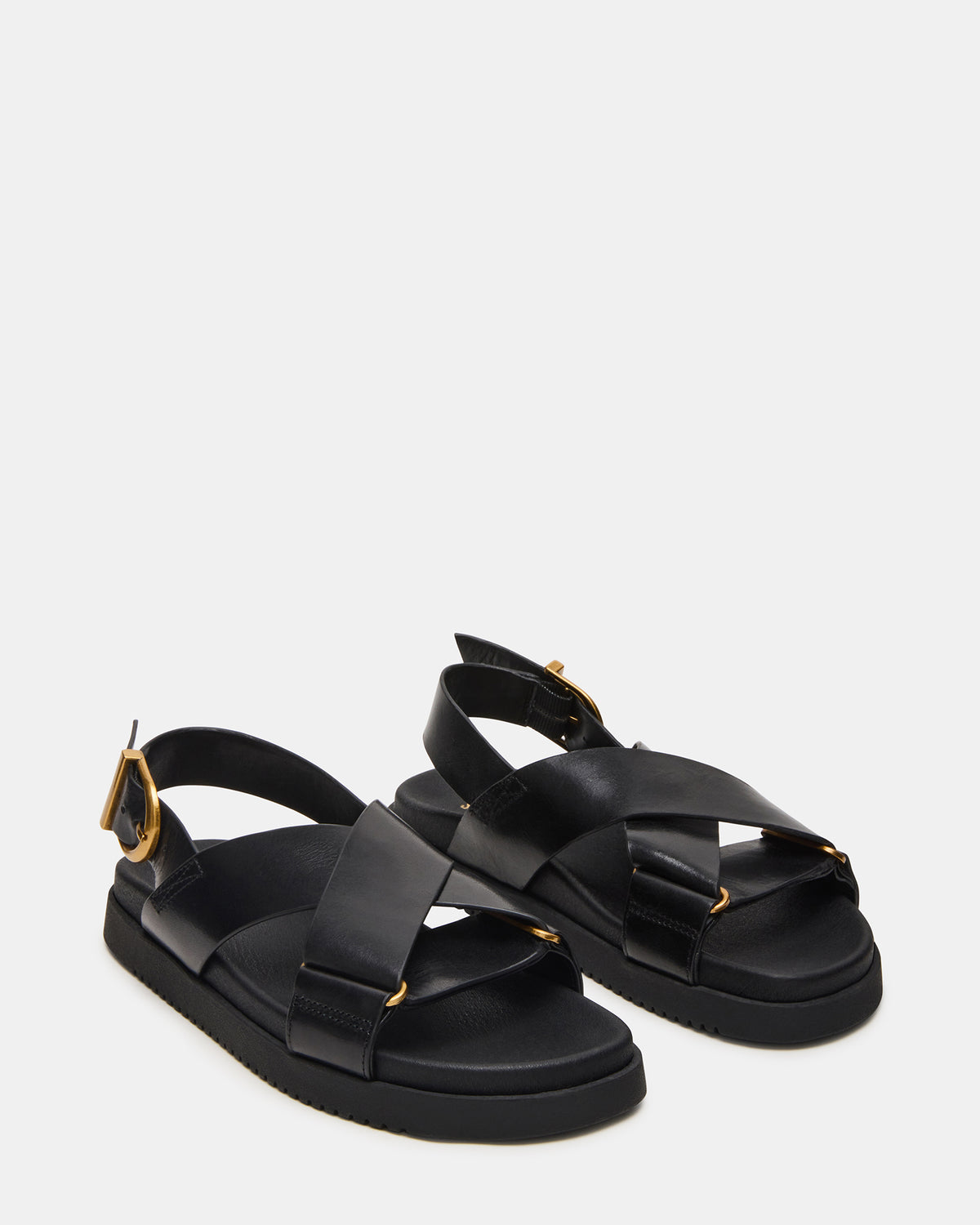 DONELLI Black Leather Strappy Footbed Women's Sandal
