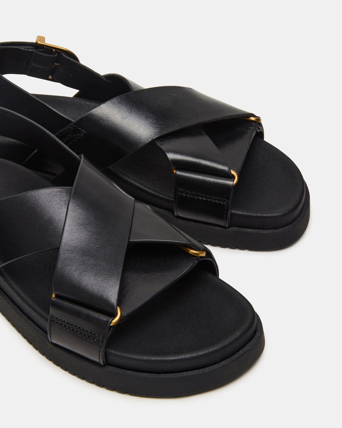 DONELLI Black Leather Strappy Footbed Women's Sandal