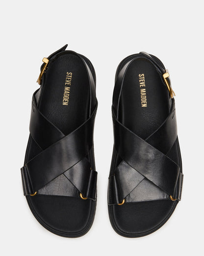 DONELLI Black Leather Strappy Footbed Women's Sandal